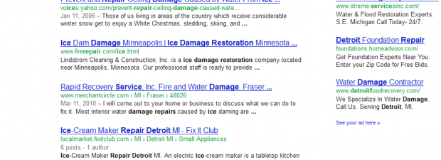 ice damage repair detroit SERP results by SEO compan