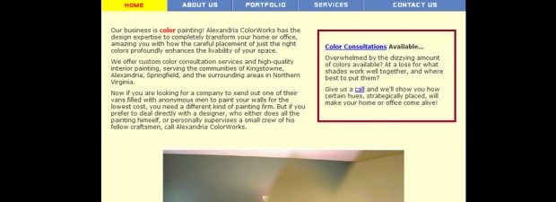 Portfolio screenshot of alexandria colorworks painting company in Alexandria, VA