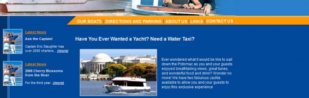 Yacht tour company in washington dc portfolio screenshot