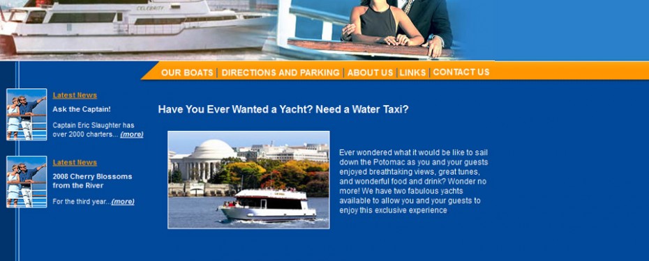 Yacht tour company in washington dc portfolio screenshot