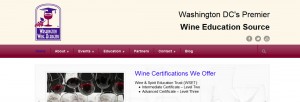Screenshot of redesigned website for Washington Wine Academy